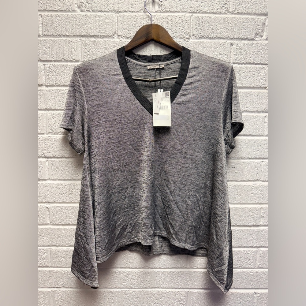 BNWT Zara Heather Gray V-Neck Short Sleeve Tee Flowy